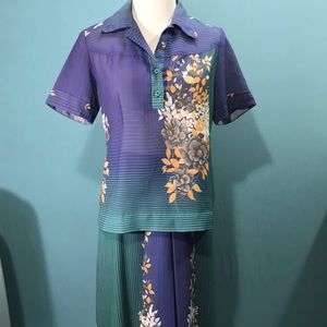 Vintage Home Made Day Outfit Blouse & Skirt Small